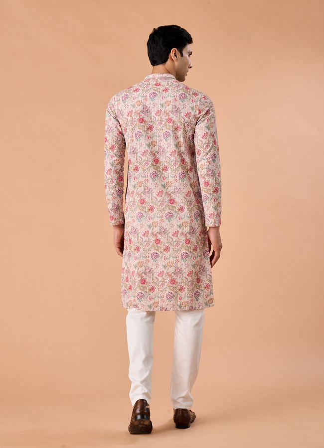 Manyavar Men Beige Elegance Kurta Pajama