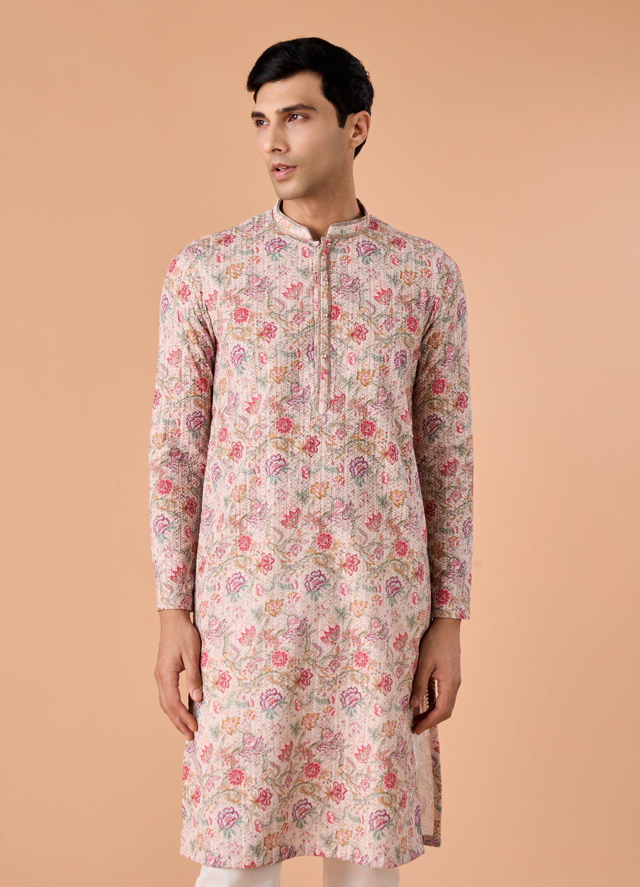 Manyavar Men Beige Elegance Kurta Pajama