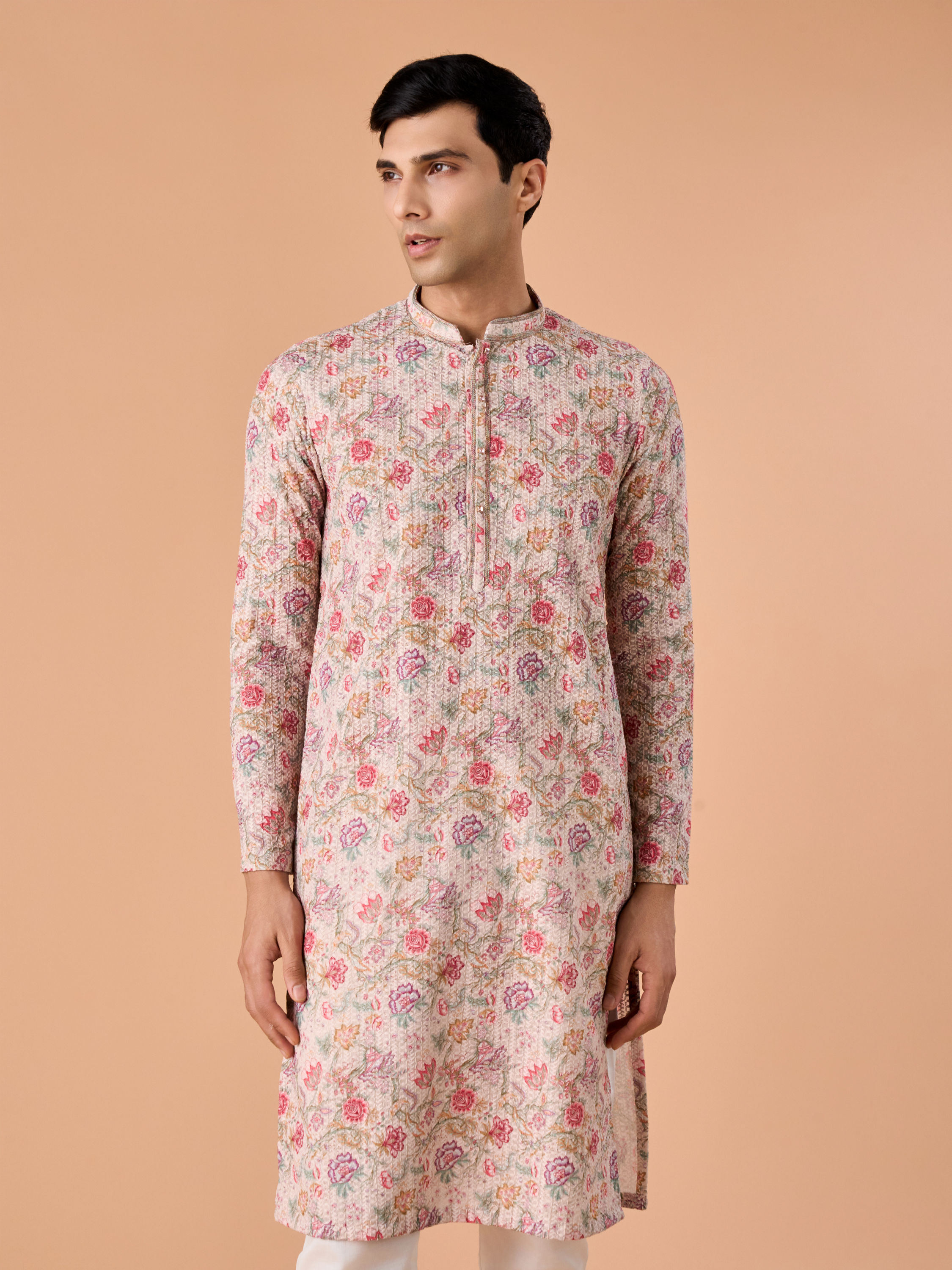 Manyavar Men Beige Elegance Kurta Pajama