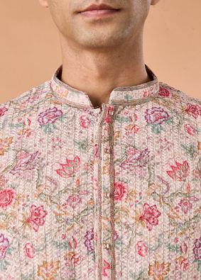 Manyavar Men Beige Elegance Kurta Pajama