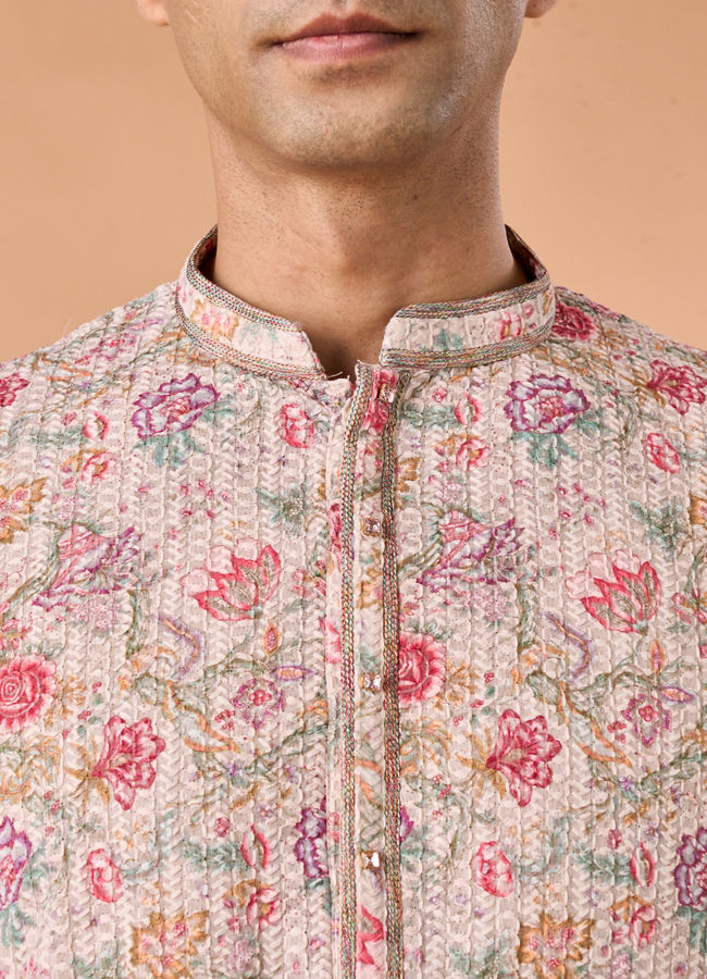 Manyavar Men Beige Elegance Kurta Pajama