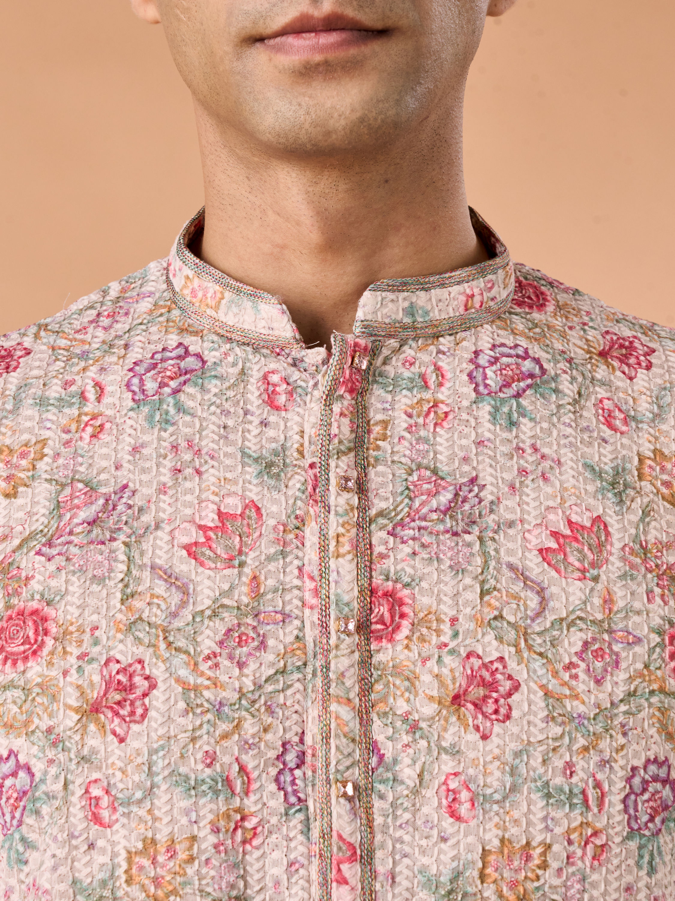 Manyavar Men Beige Elegance Kurta Pajama