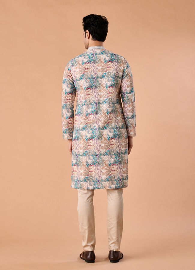 Manyavar Men Beige Elegance Kurta Pajama