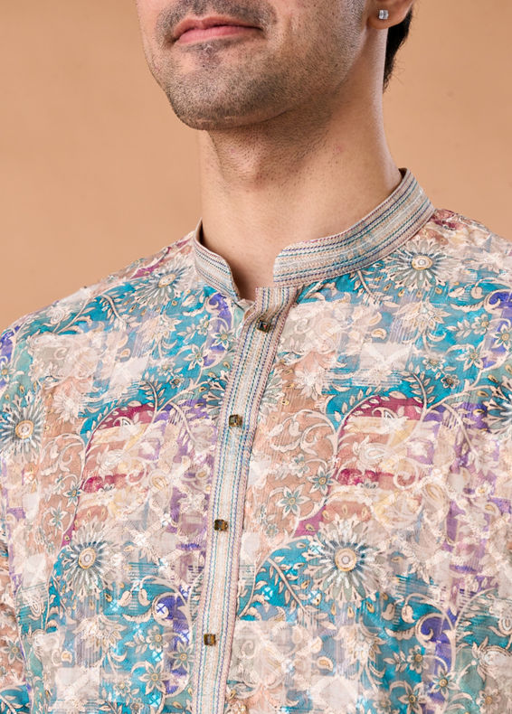 Manyavar Men Beige Elegance Kurta Pajama