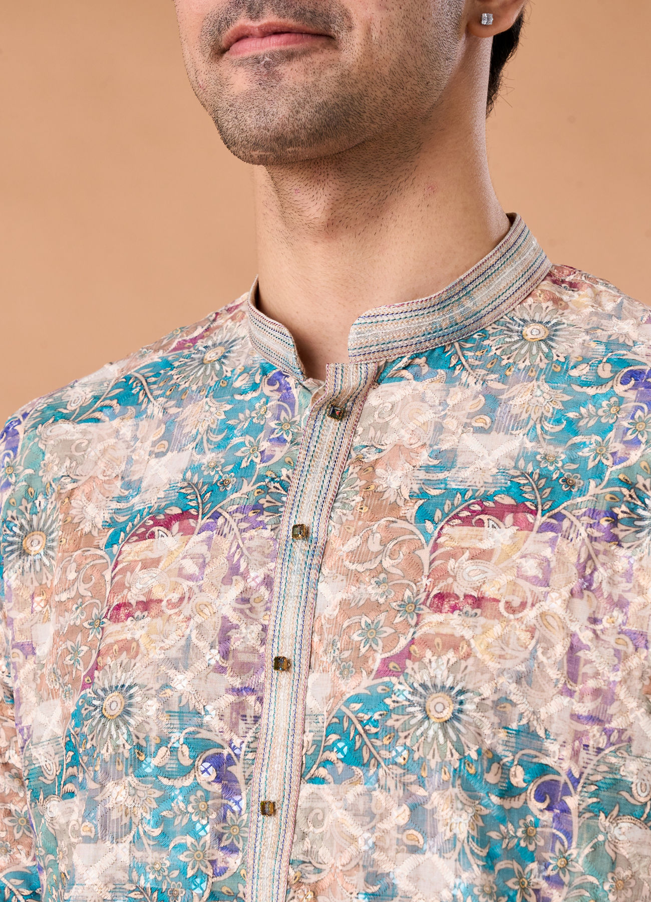 Manyavar Men Beige Elegance Kurta Pajama
