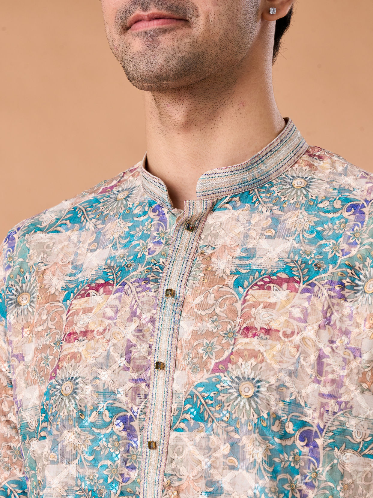 Manyavar Men Beige Elegance Kurta Pajama