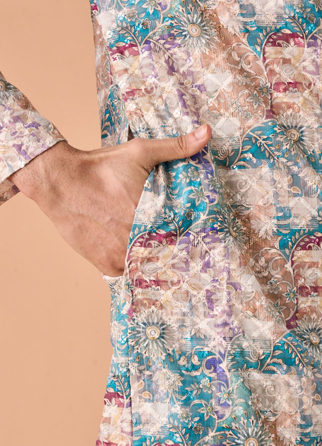 Manyavar Men Beige Elegance Kurta Pajama