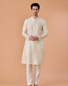 Manyavar Men Elegant Cream Kurta Pajama Set