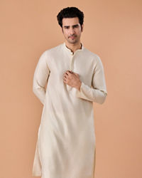 Manyavar Men Elegant Cream Kurta Pajama Set