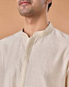 Manyavar Men Elegant Cream Kurta Pajama Set
