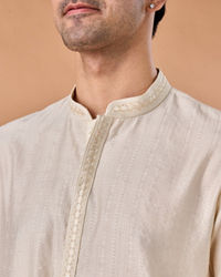 Manyavar Men Elegant Cream Kurta Pajama Set