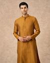 Manyavar Men Mustard Blended Viscose Kurta Pajama