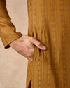 Manyavar Men Mustard Blended Viscose Kurta Pajama