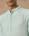 Manyavar Men Aqua Green Blended Viscose Kurta Pajama