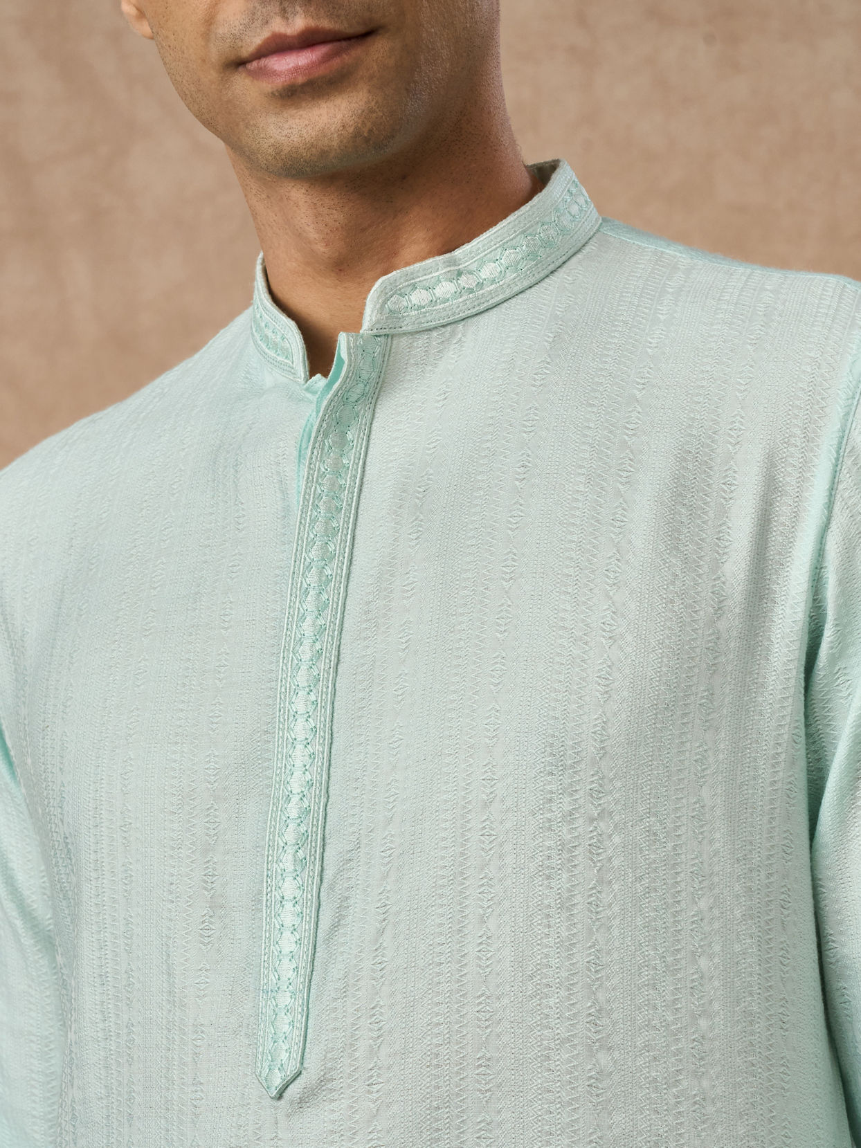Manyavar Men Aqua Green Blended Viscose Kurta Pajama