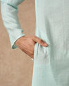 Manyavar Men Aqua Green Blended Viscose Kurta Pajama