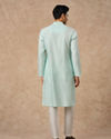 Manyavar Men Aqua Green Blended Viscose Kurta Pajama