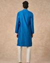 Manyavar Men Mid Blue Blended Viscose Kurta Pajama