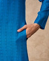 Manyavar Men Mid Blue Blended Viscose Kurta Pajama