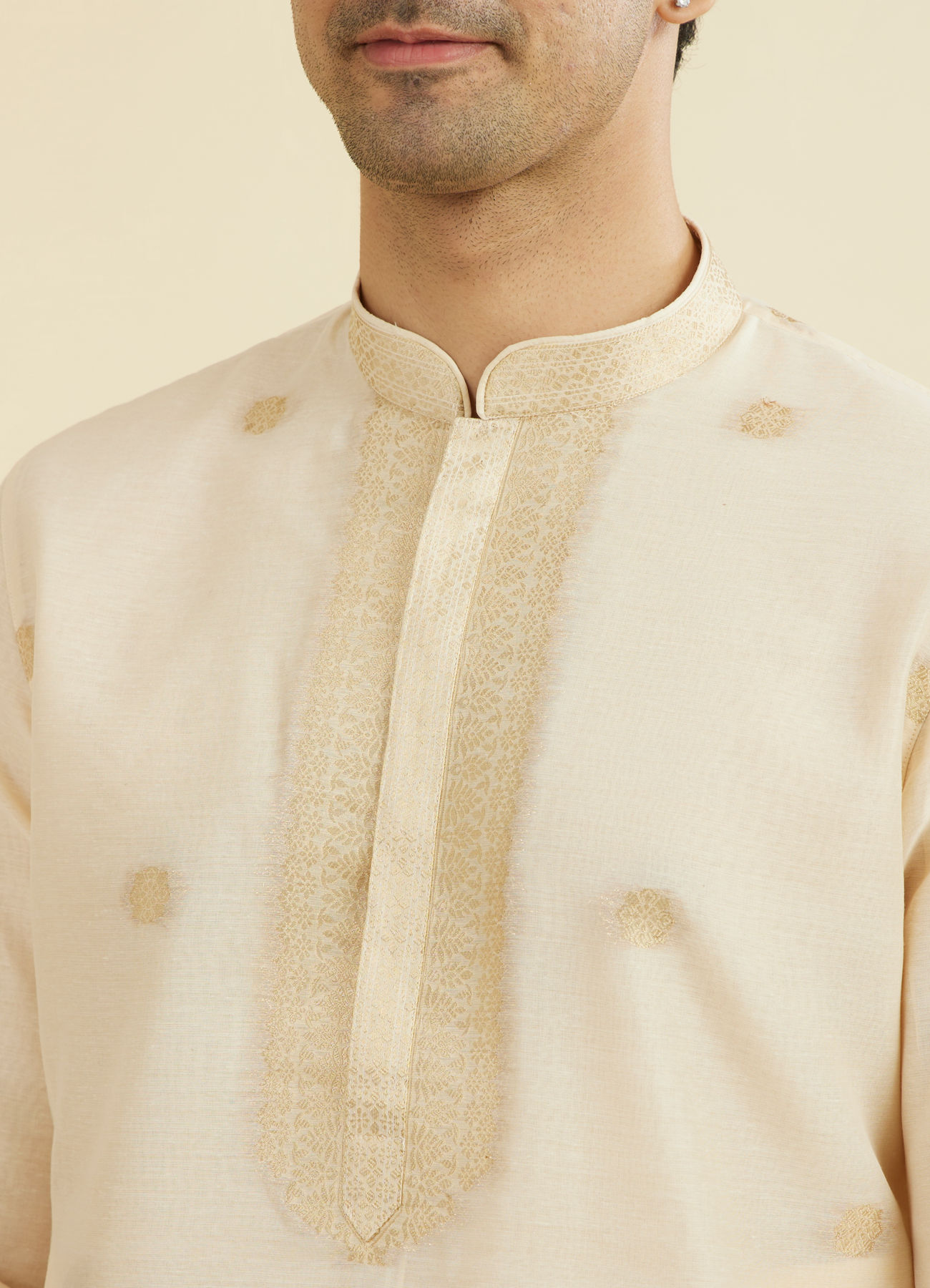 Manyavar Men Peach Elegance Kurta Pajama