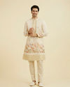 Manyavar Men Peach Elegance Kurta Pajama