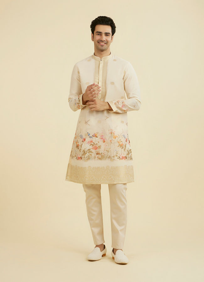 Manyavar Men Peach Elegance Kurta Pajama