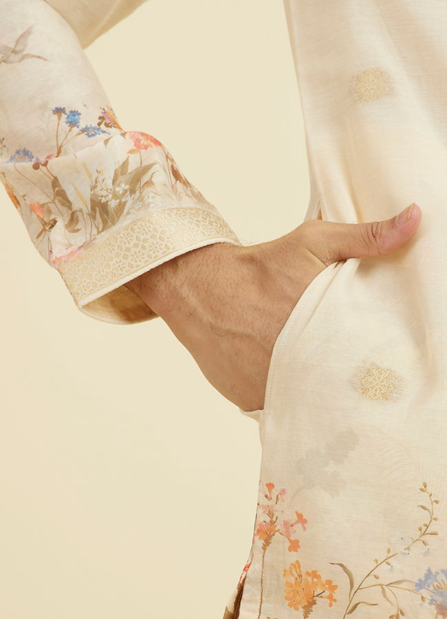 Manyavar Men Peach Elegance Kurta Pajama