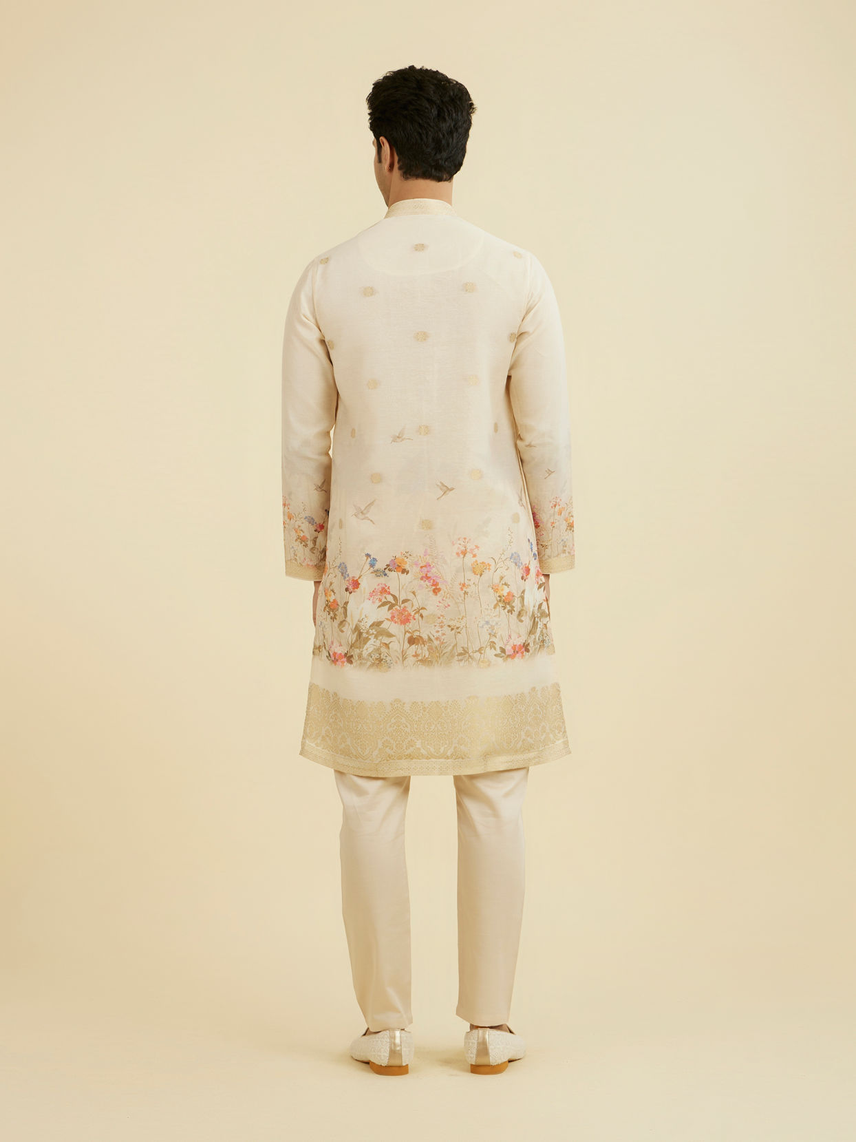 Manyavar Men Peach Elegance Kurta Pajama