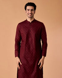 Manyavar Men Maroon Majesty Kurta Pajama