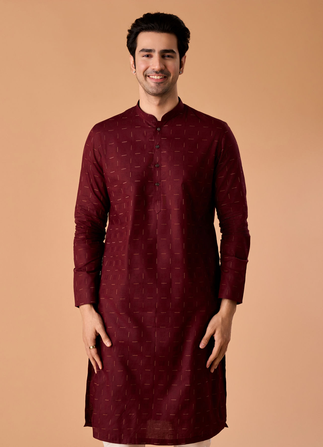 Manyavar Men Maroon Majesty Kurta Pajama