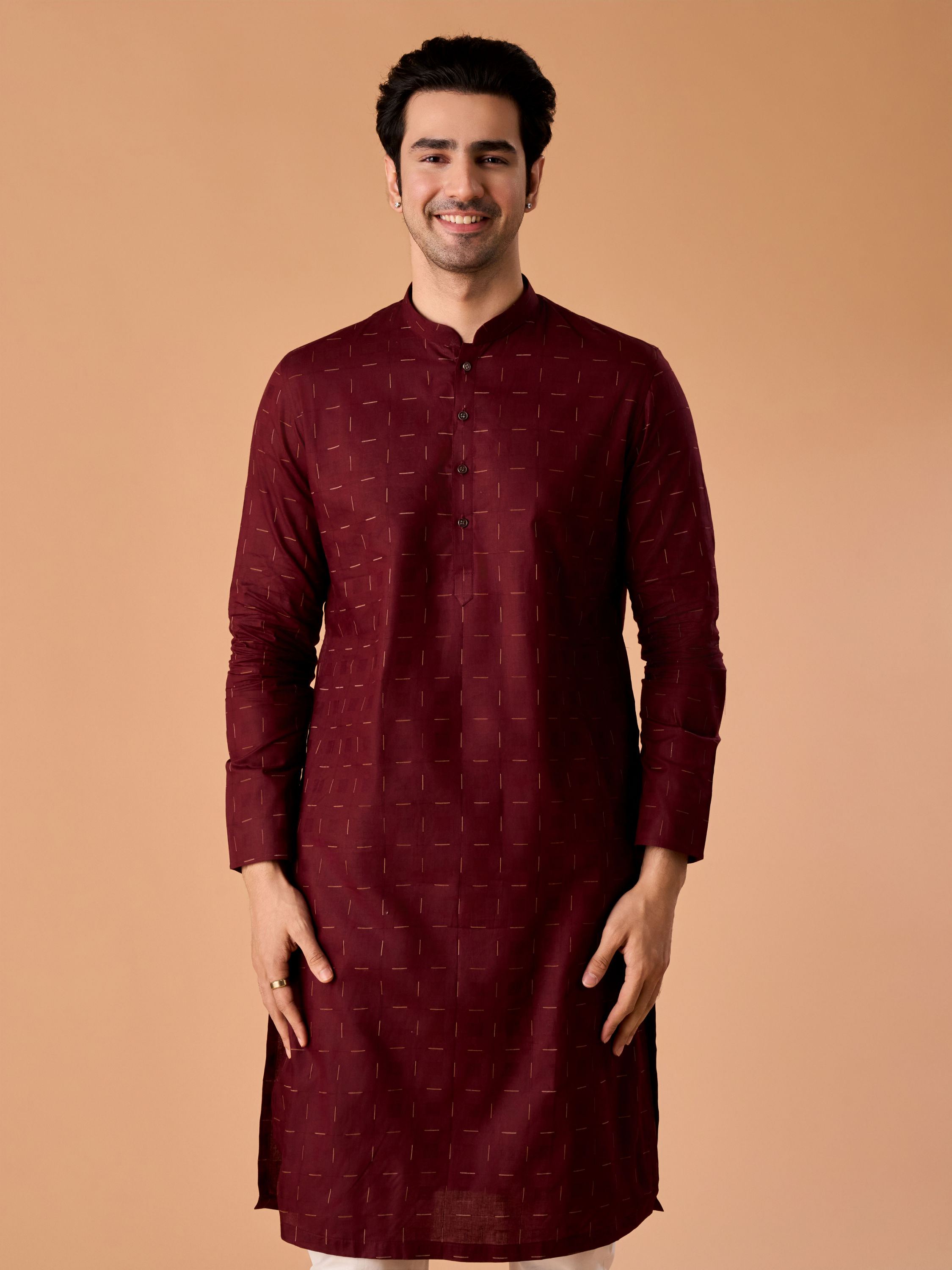Manyavar Men Maroon Majesty Kurta Pajama