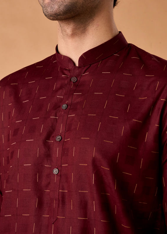 Manyavar Men Maroon Majesty Kurta Pajama
