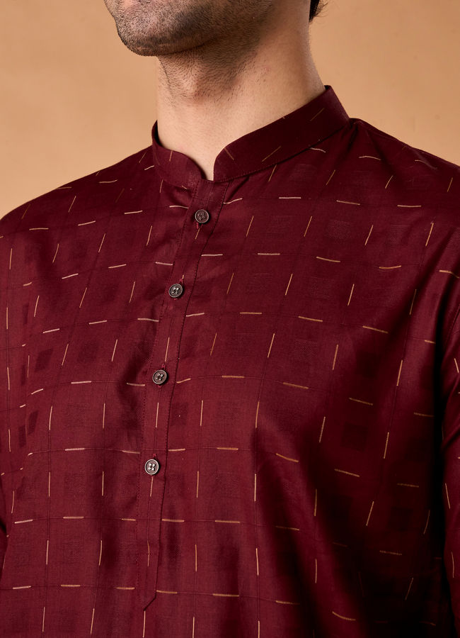 Manyavar Men Maroon Majesty Kurta Pajama