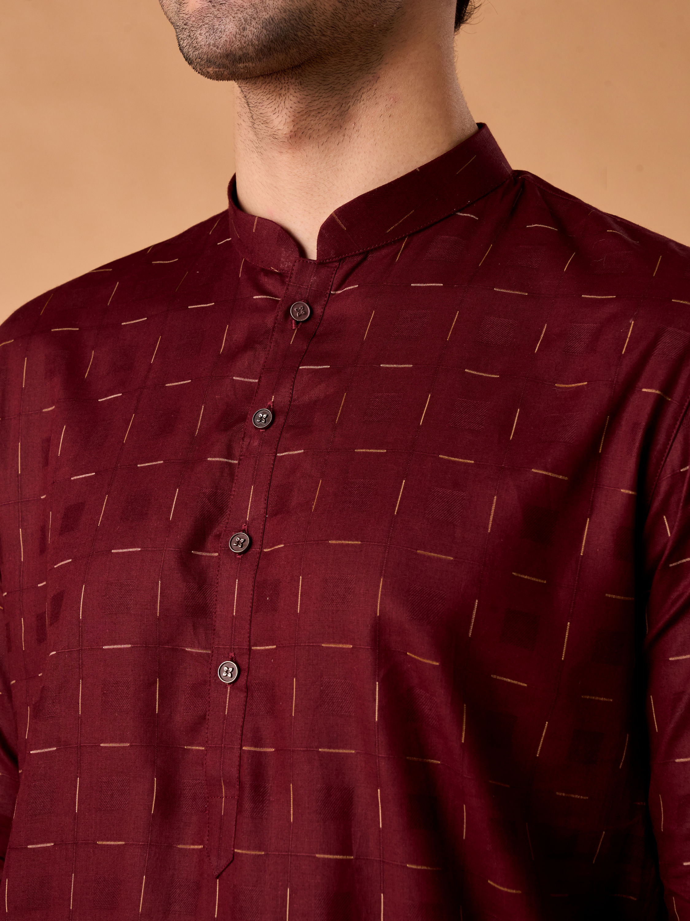 Manyavar Men Maroon Majesty Kurta Pajama