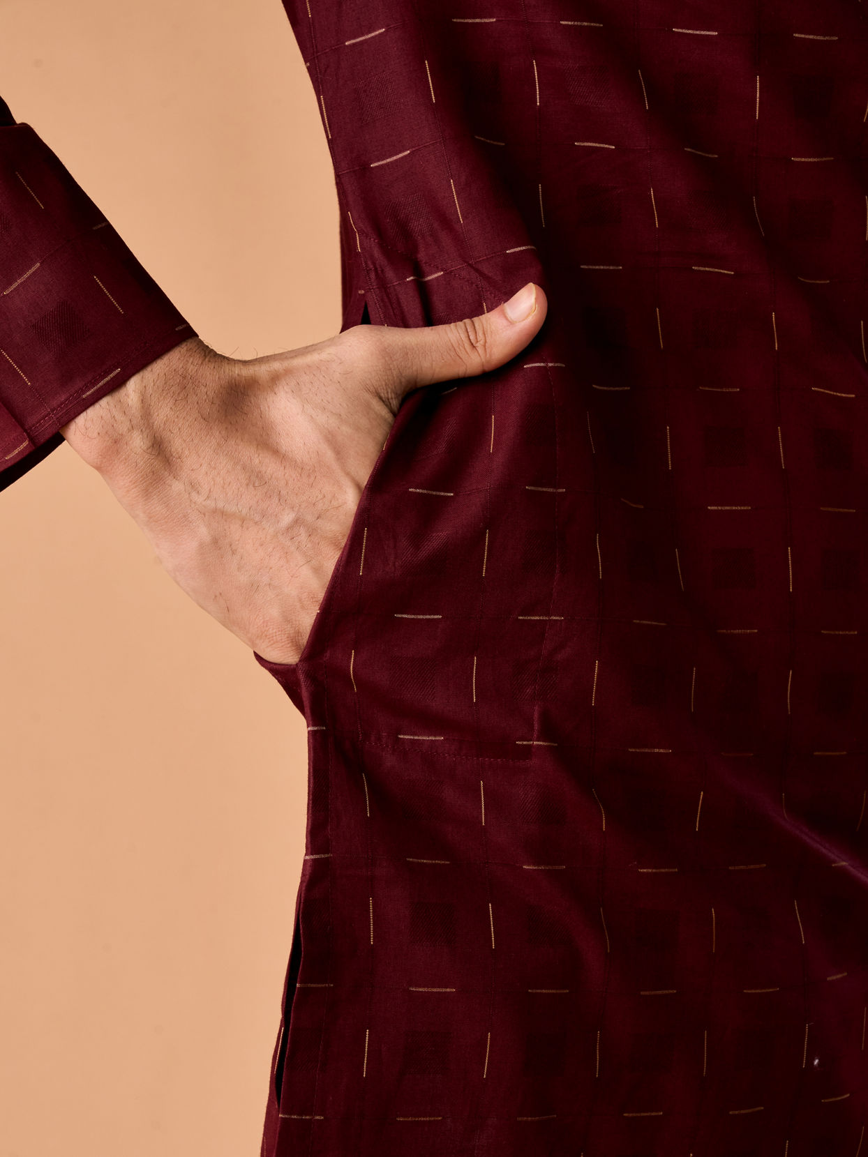 Manyavar Men Maroon Majesty Kurta Pajama