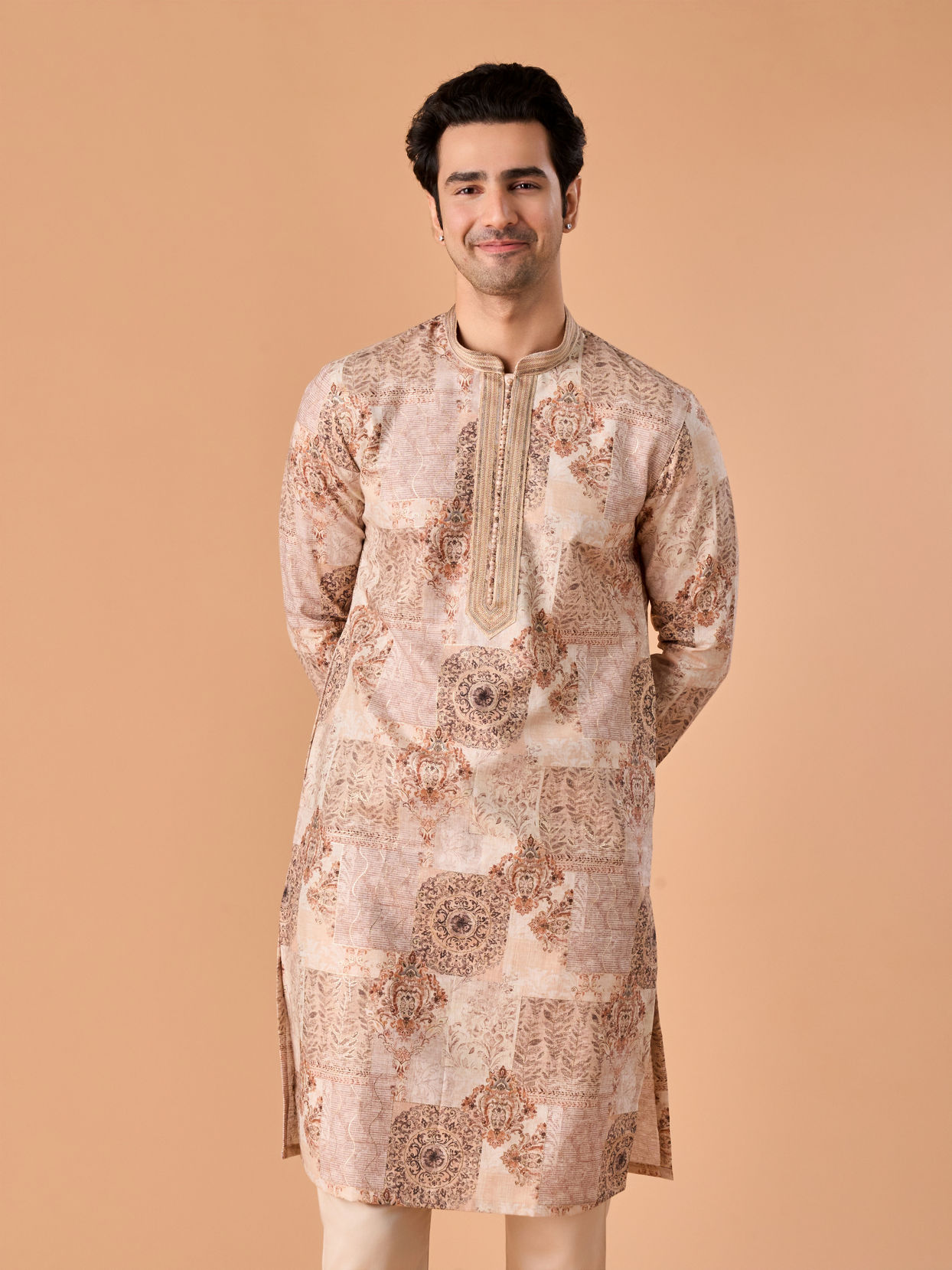 Manyavar Men Beige Splendor Kurta Pajama