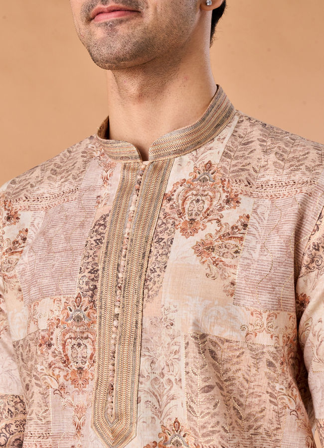 Manyavar Men Beige Splendor Kurta Pajama