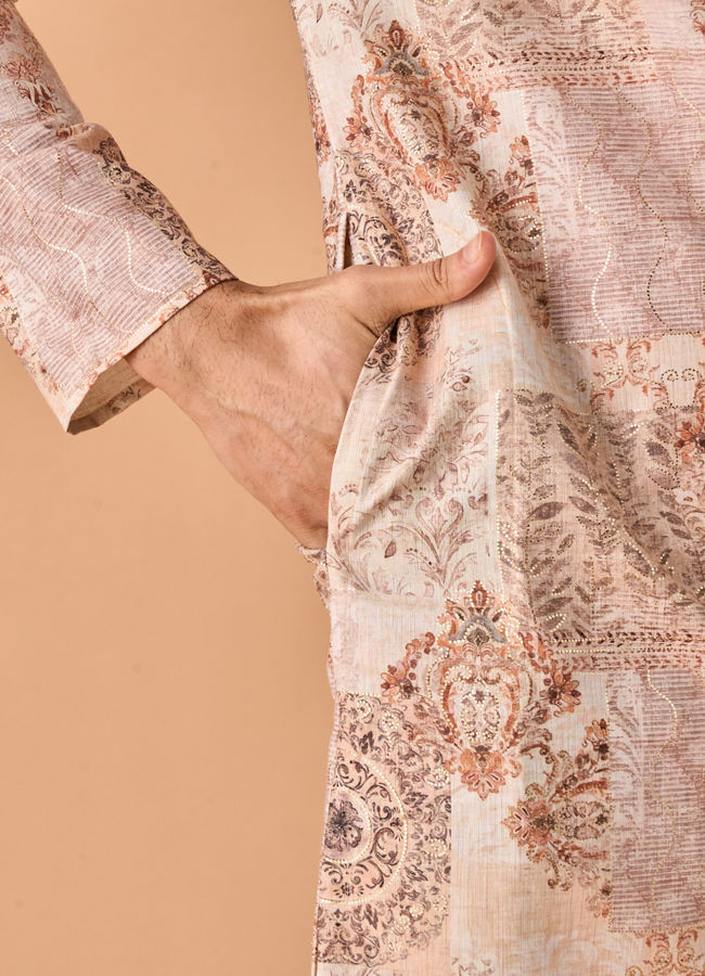 Manyavar Men Beige Splendor Kurta Pajama