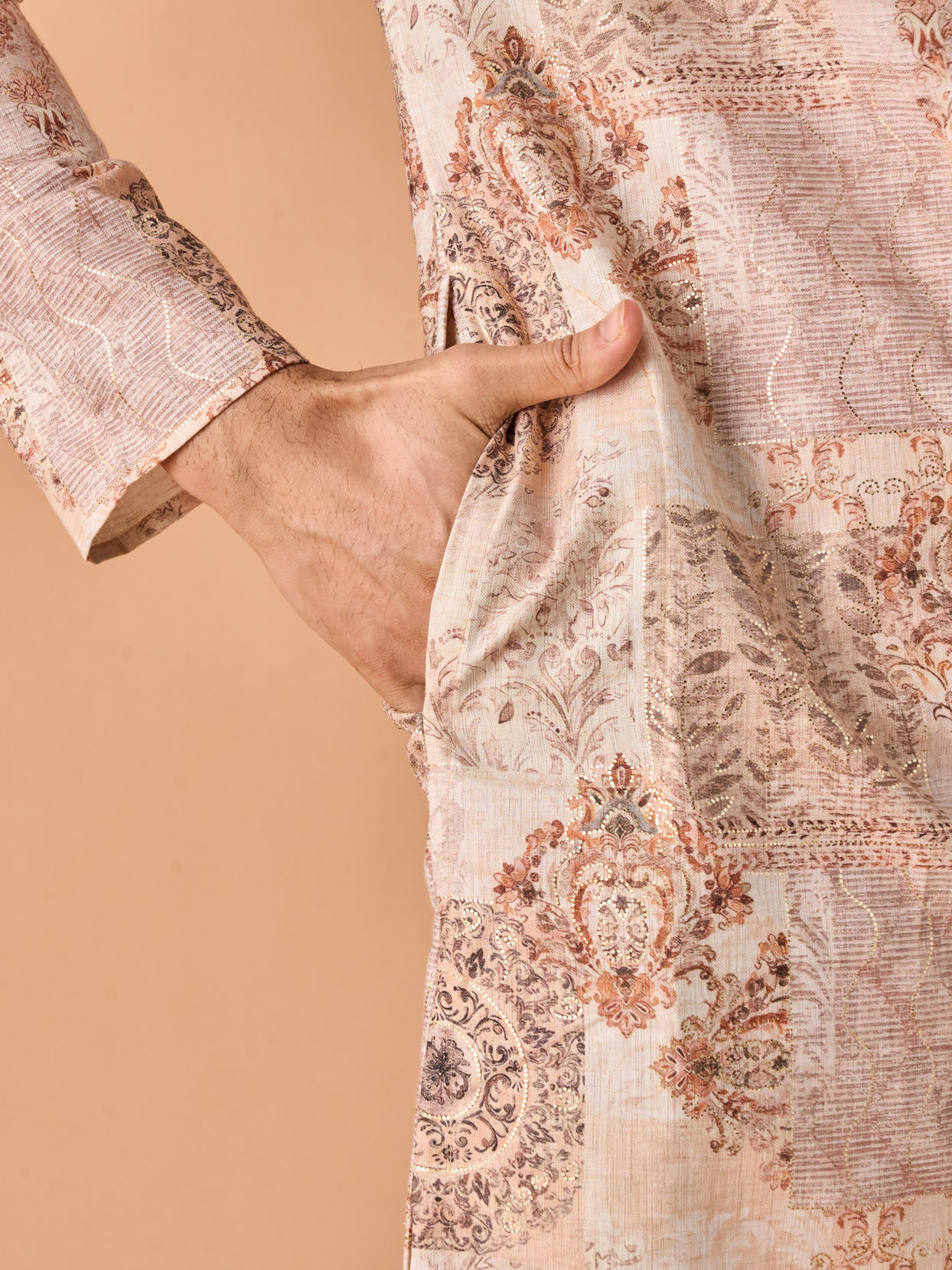 Manyavar Men Beige Splendor Kurta Pajama