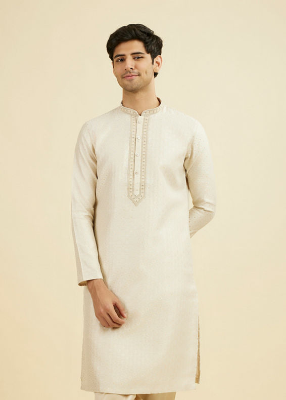 Manyavar Men Royal Beige Kurta Pajama