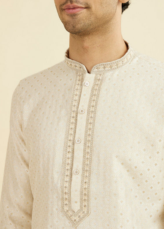 Manyavar Men Royal Beige Kurta Pajama