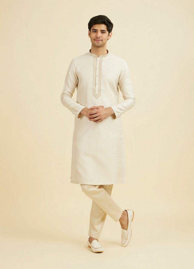 Manyavar Men Royal Beige Kurta Pajama