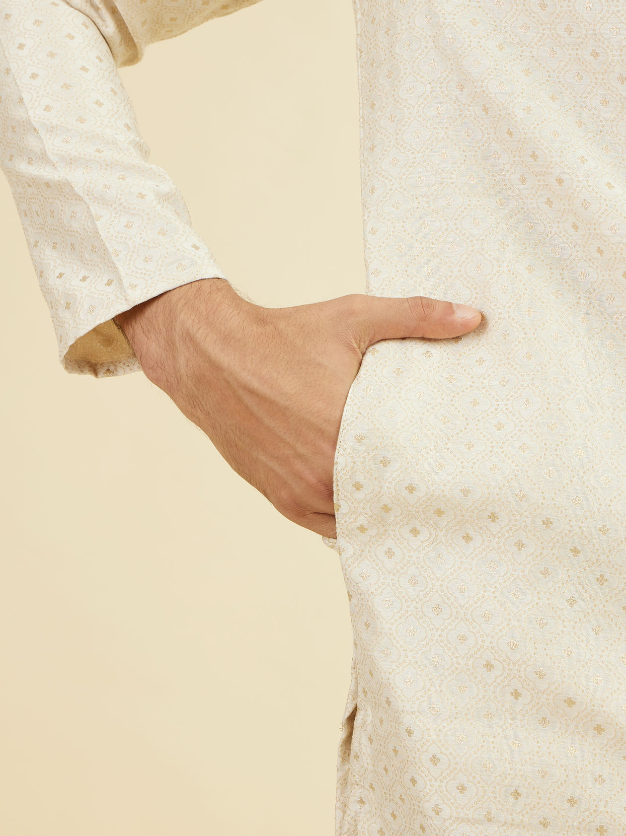 Manyavar Men Royal Beige Kurta Pajama