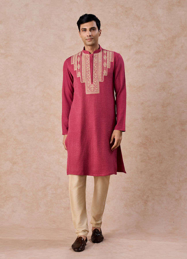 Manyavar Men Coral Festive Kurta Pajama