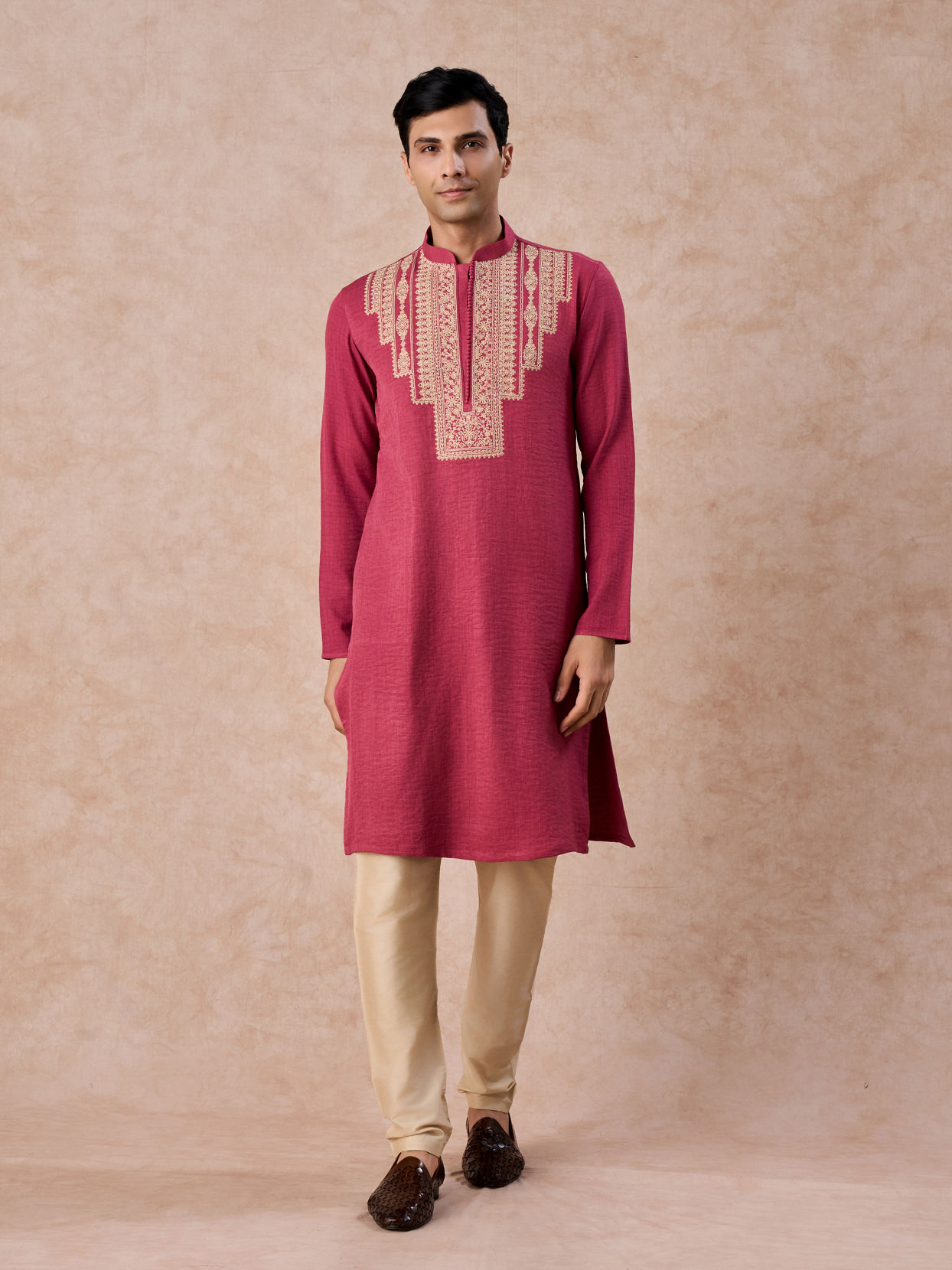 Manyavar Men Coral Festive Kurta Pajama