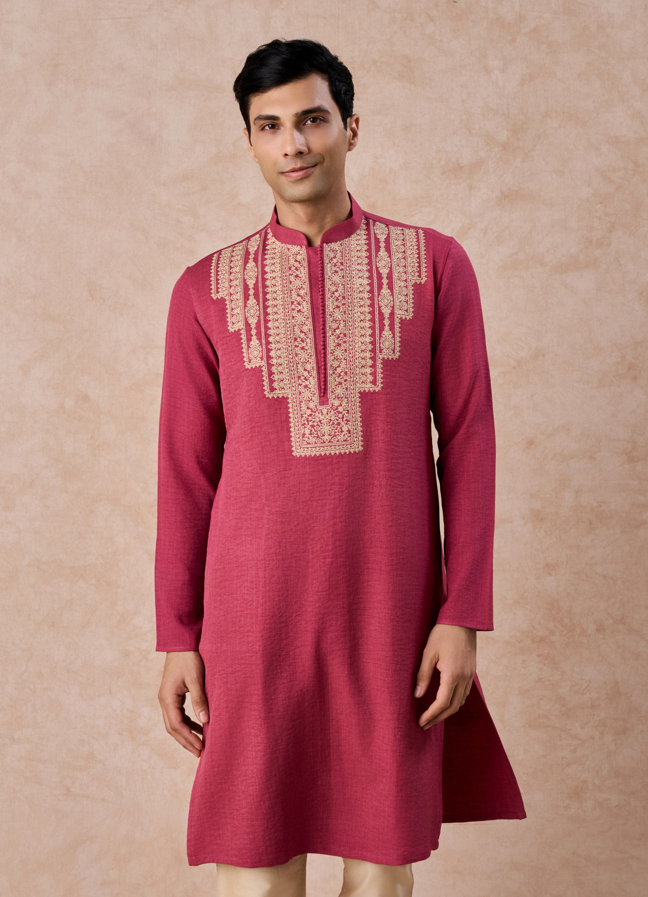 Manyavar Men Coral Festive Kurta Pajama