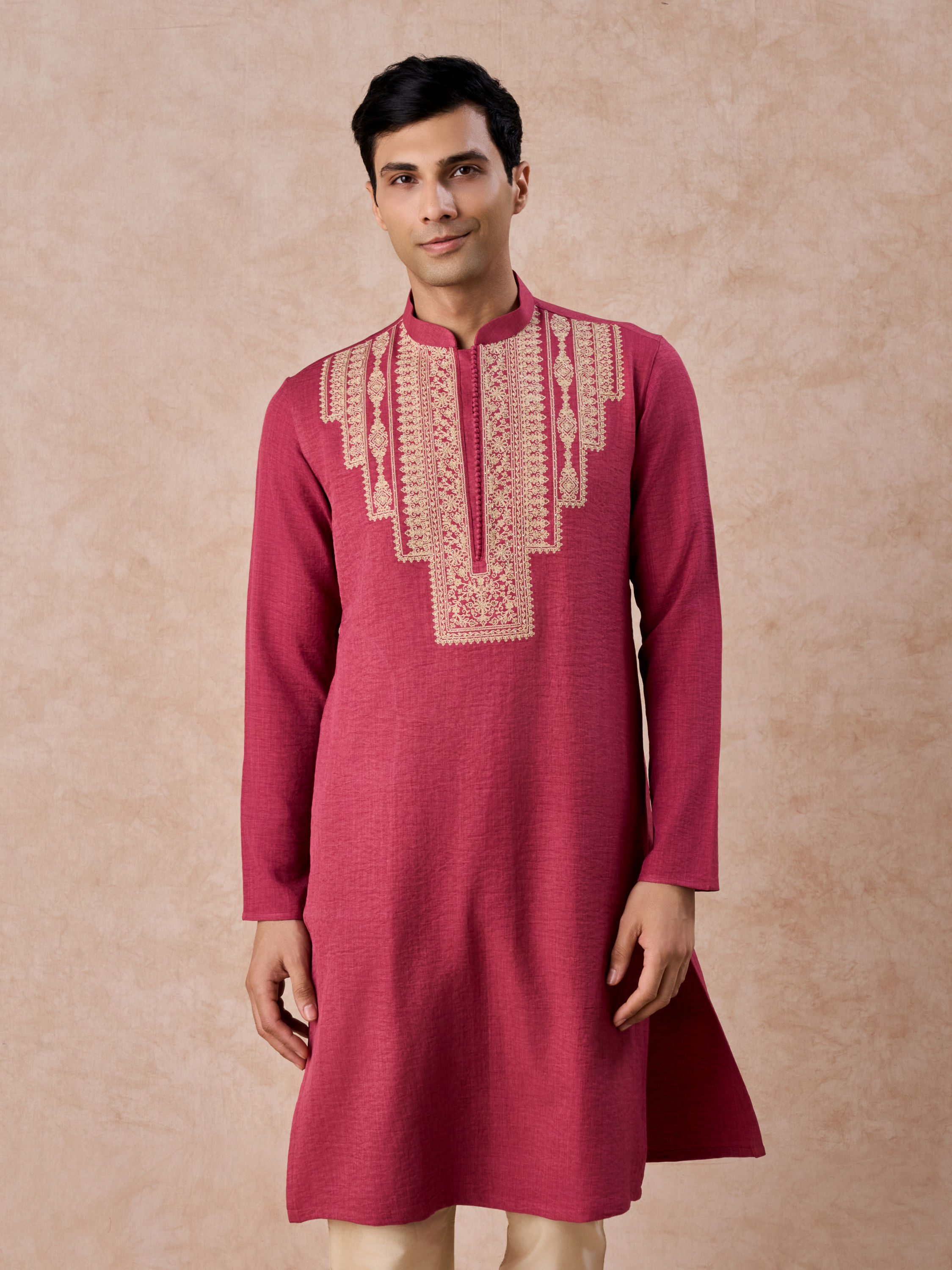 Manyavar Men Coral Festive Kurta Pajama