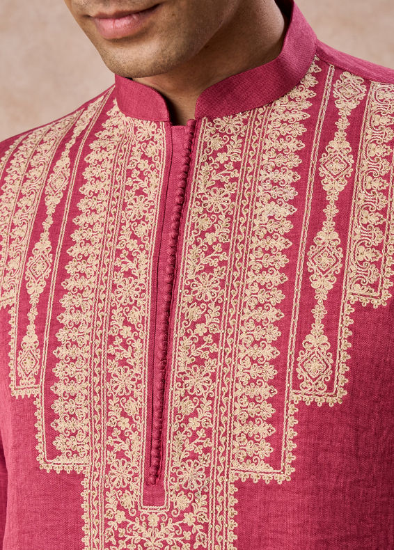 Manyavar Men Coral Festive Kurta Pajama