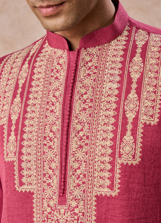 Manyavar Men Coral Festive Kurta Pajama