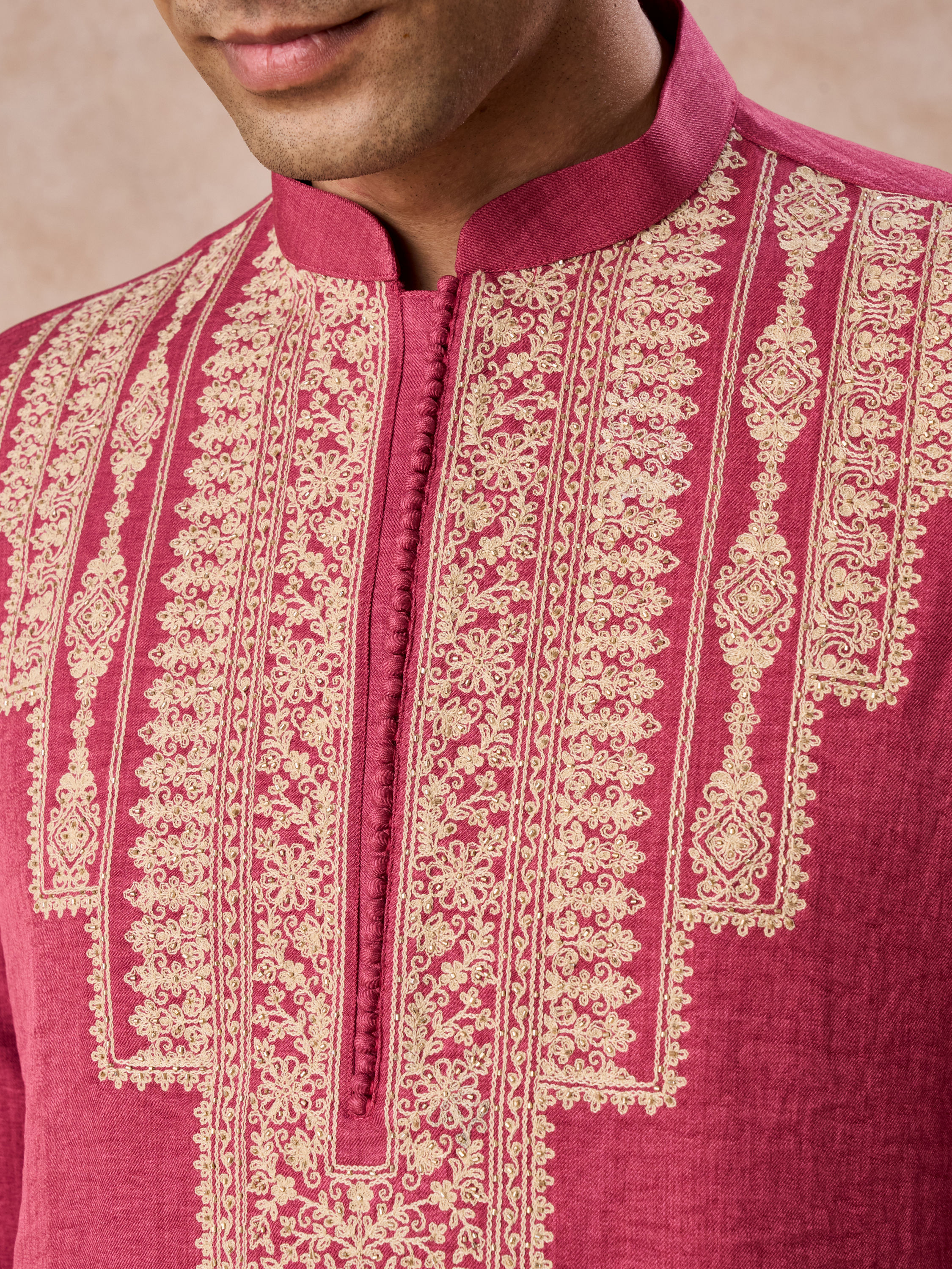 Manyavar Men Coral Festive Kurta Pajama